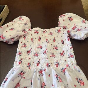 Janie and Jack White Floral Smocked Top